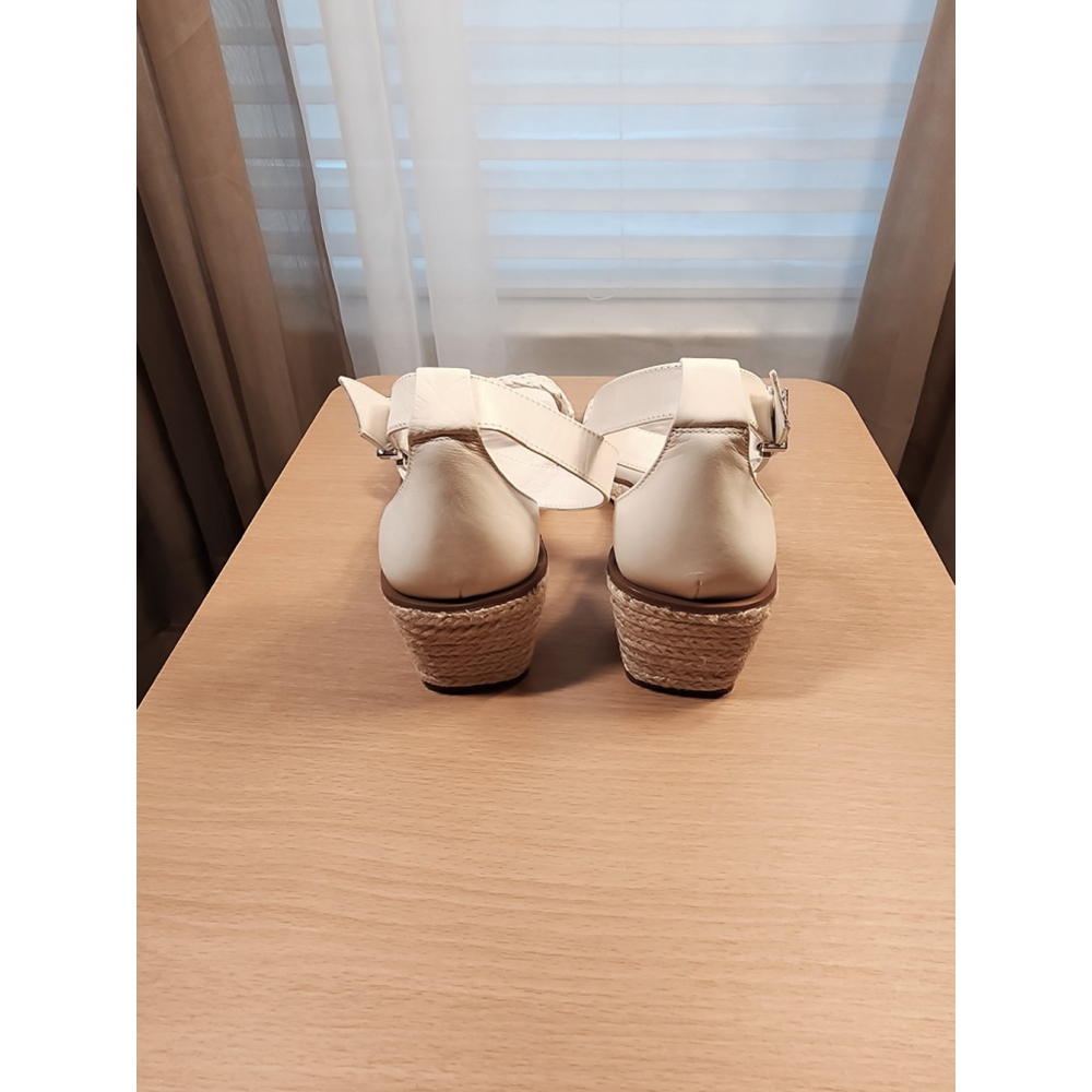 Vince Camuto WHITE Leather Net Low Ankle Strap Espadrille Wedge SZ 9 Wide - Picture 5 of 8